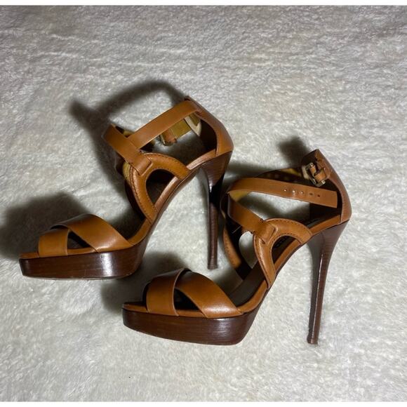 LIKE NEW‎ Ralph Lauren Collection Purple Label Brown Heels Size 8 - Picture 1 of 8